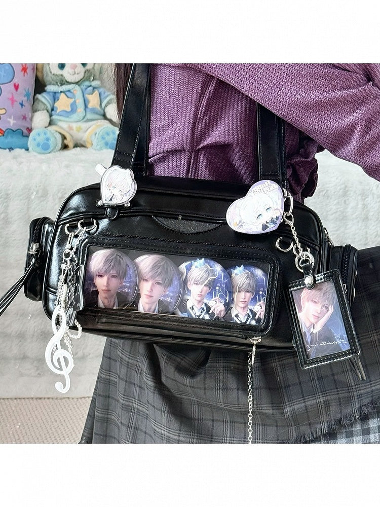 Sparkle Black Shoulder Bag with Transparent Window - DRDR