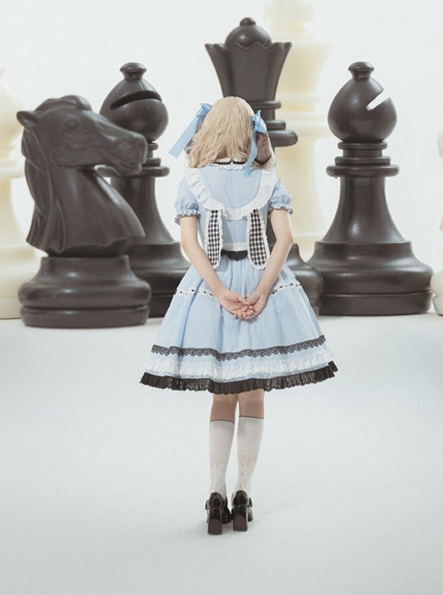 Schürze Mädchen Süßes Kleid Karo + Hase