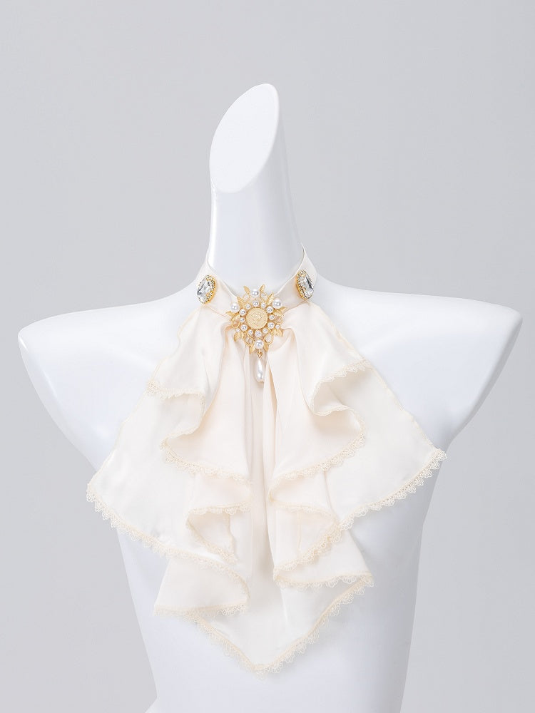 Ivory Ruffled High-Neck Poet Shirt with Jabot Tie - DevilInspired Exclusive Collection
