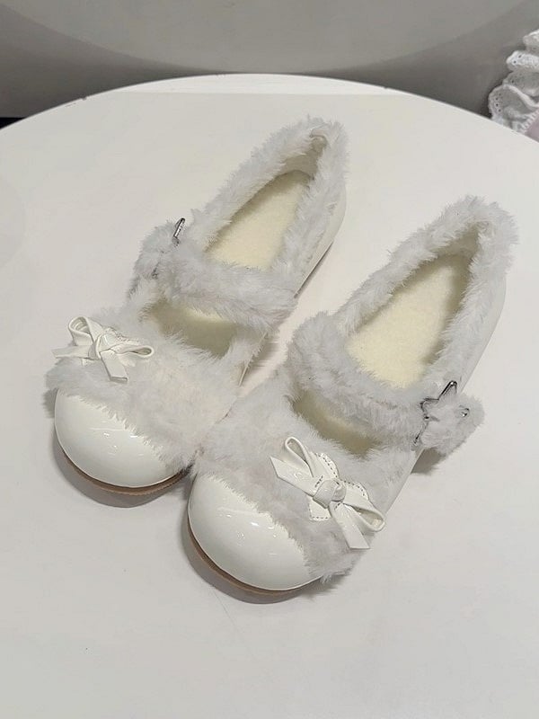 Lolita Snap Jane Sweet Bow Mary Shoes White with Decor Star