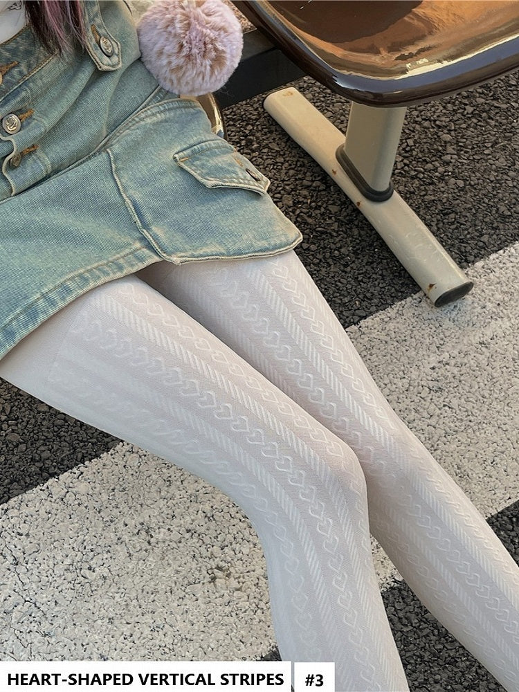 Pattern Options Tights White Striped With 5