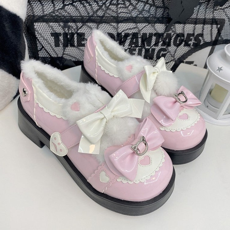 Sweet Lolita Platform White Scalloped with Height Heart Details Pink Shoes Hem 4.5cm and Heel