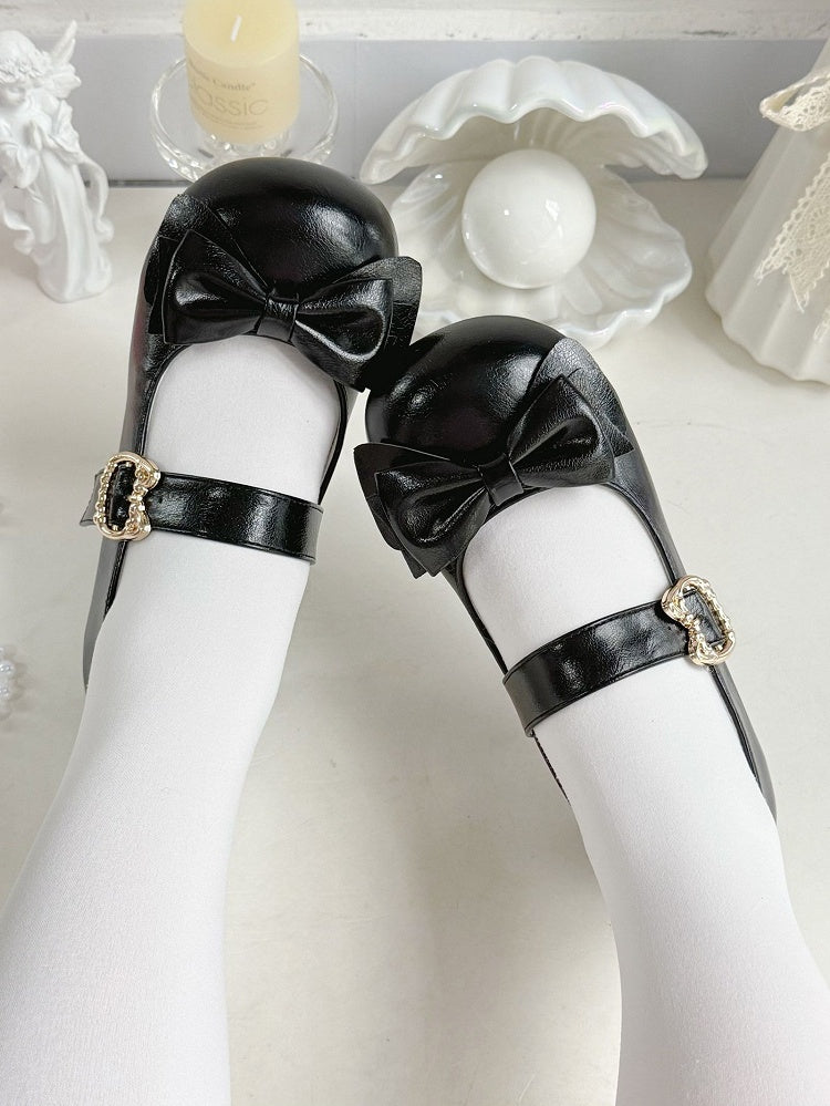 Sweet Heel Lolita Heels Black PU with Low 2cm