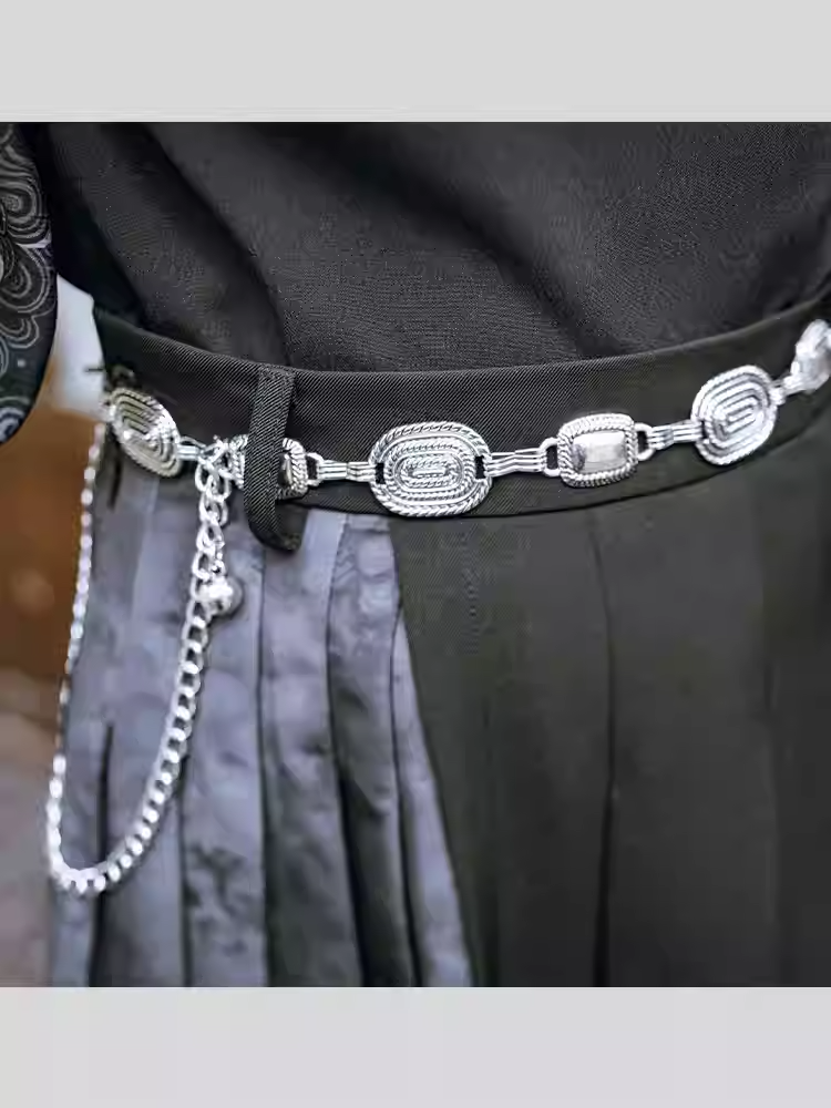 Vintage Silver 108CM Cheongsam Mental Waist Chain Style