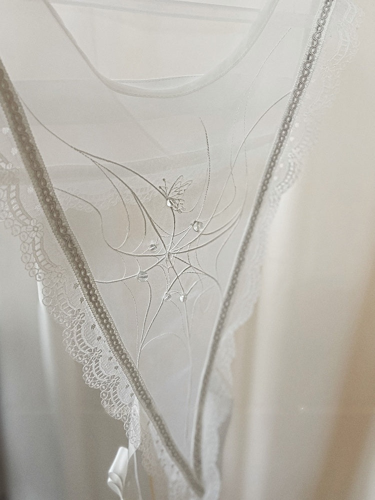 White/Black Short Web Collar Detachable Sailor Version Embroidered Spider