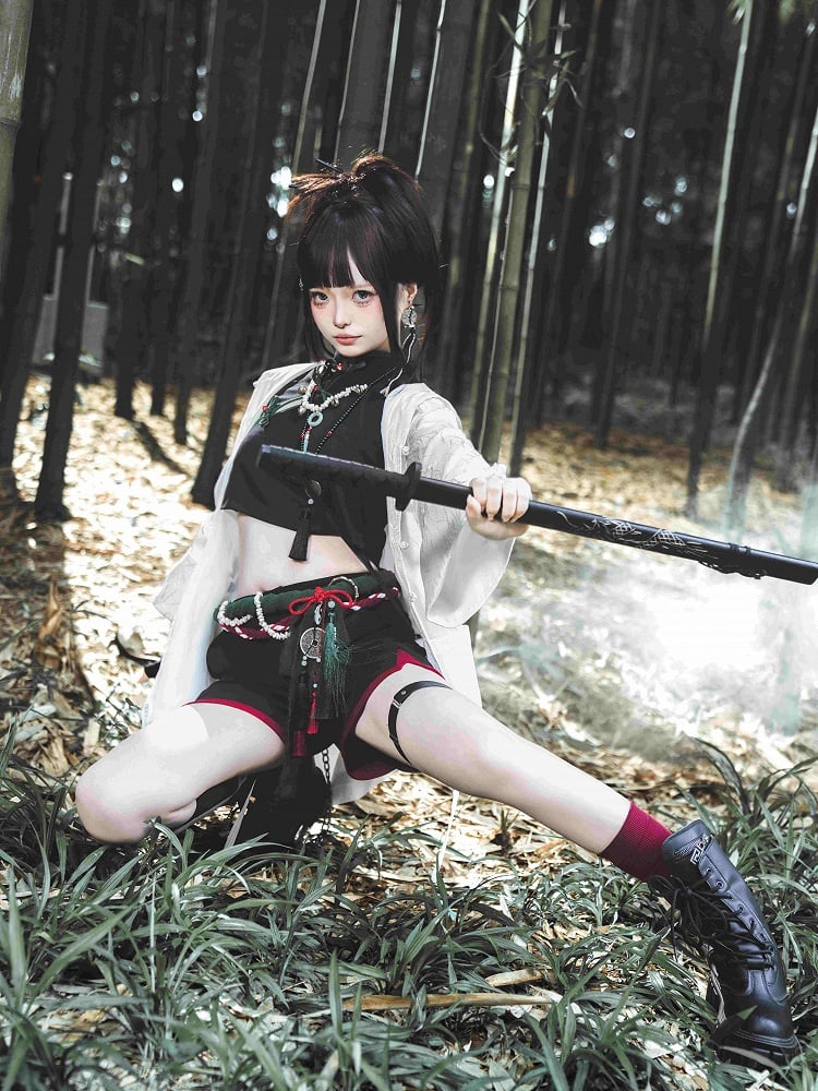 Low with Black Red Waist Cuffs Shorts Trimming