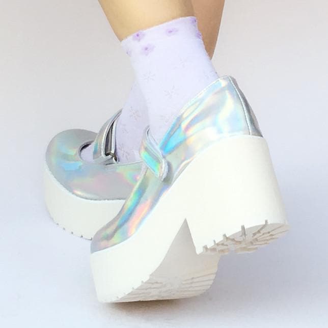 Made SP168086 Shoes Platform Hologram Laser Custom