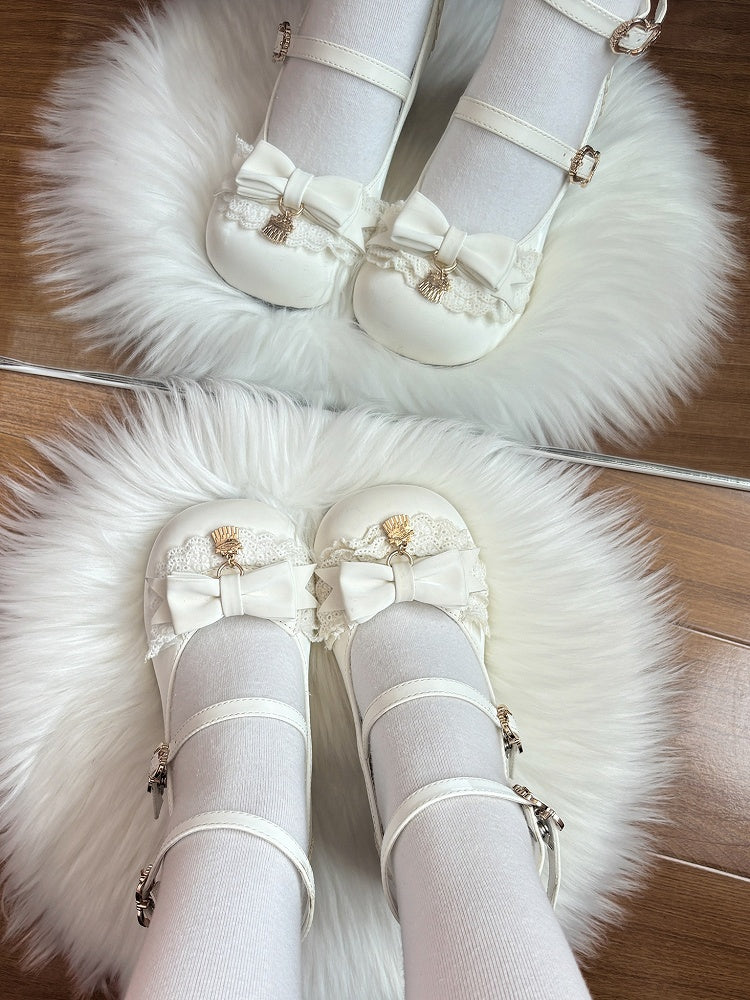 Mary Sweet Round White with Toe Top Lolita Bow Jane in