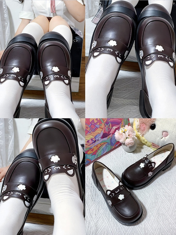 Kitty Preppy Mid in Brown Slip-On Cute Style Heels Sakura Matte