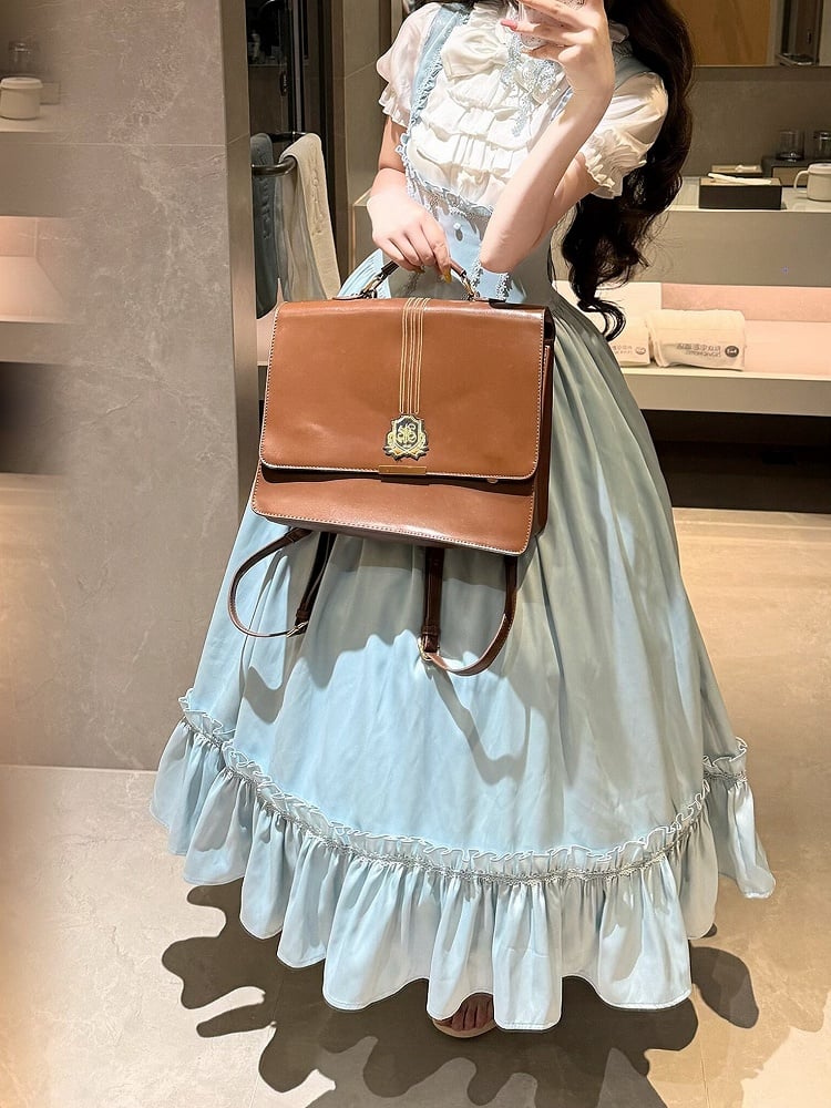 Light Blue Satin Basque Waist Under Bust Elegant Lolita JSK - Alice in Wonderland Lolita