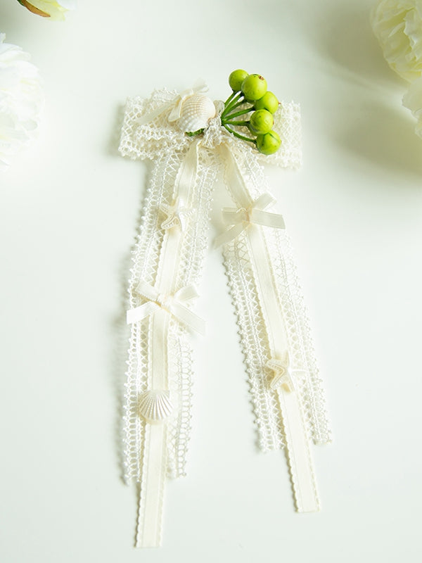 and Starfish Shell Decorated Brooch Bowknot Sea Creamy