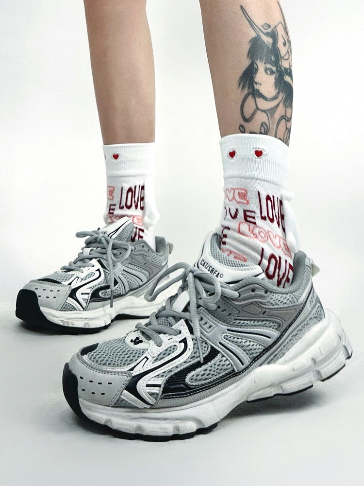 Decoration Heart Letter Socks and Pattern Ear Bunny with White