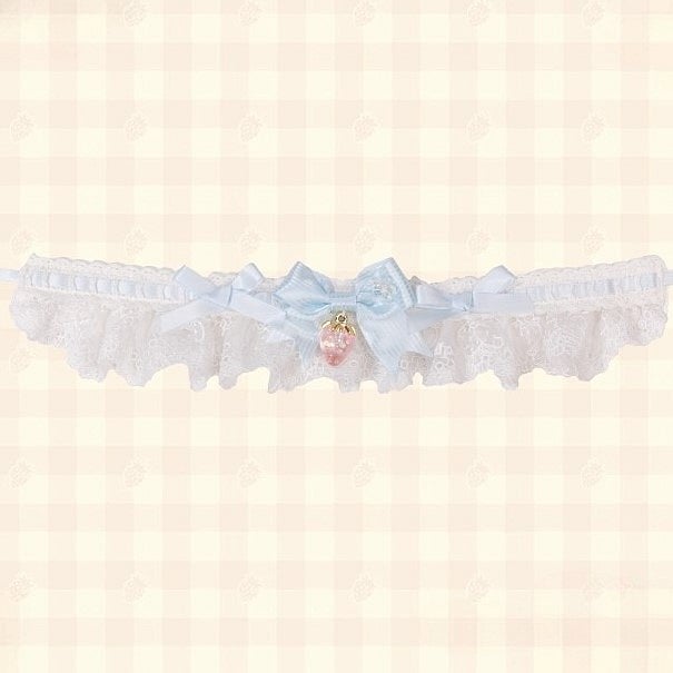 Pendant and Heart-shaped Lolita Red/Pink/Blue with Choker Lace Bow