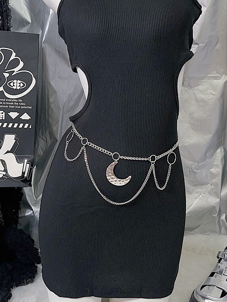 Chain Moon Waist Silver Y2K Charm