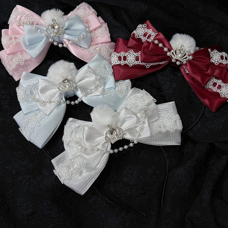 Floral Headpieces KC Set - Four-Color Necklace Lace Hime Chokers Lolita Bow