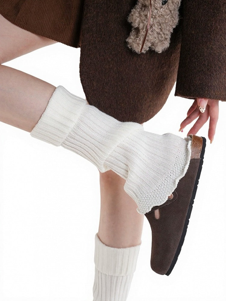 Knit Leg Warmers with Ruffle Trim - ModaSwings