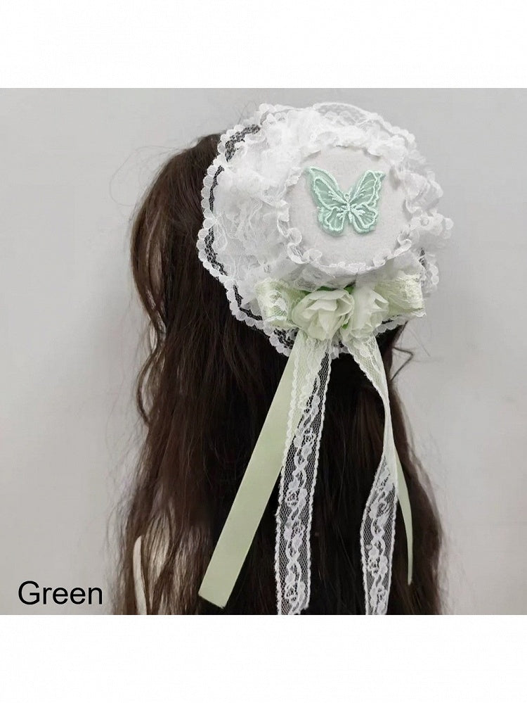 5-Color Lolita Bow Lace Mini Hat with Clips - Ye Cheng Hair Accessory