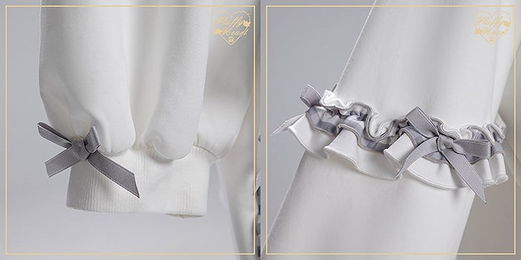 Free Jirai Blue Sailor Dusty Tie Collar Ruffles Sweatshirt Plaid Kei with