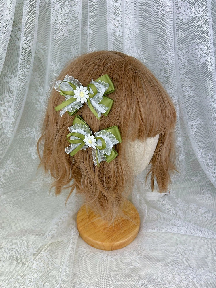 Forest Dual-Bow Hair 2) of Daisy Clips (Set