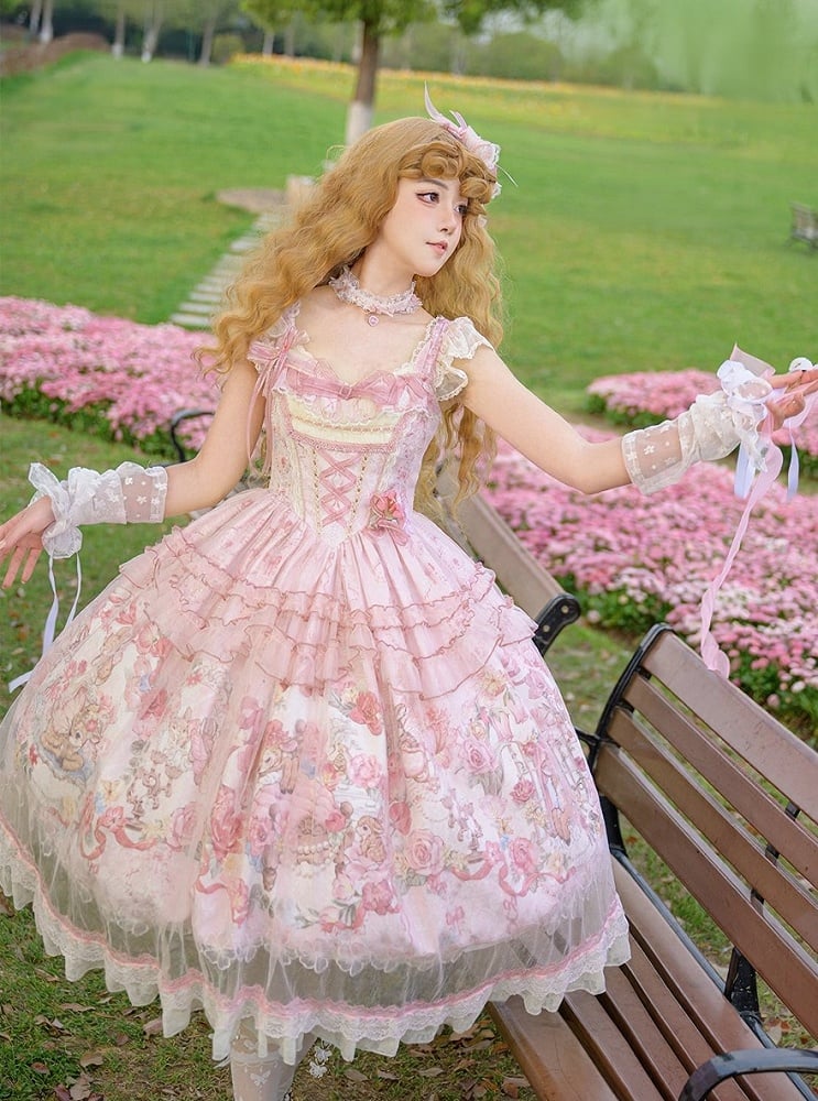 Pink Flower Sweet Lolita Brooch - Honey Machine