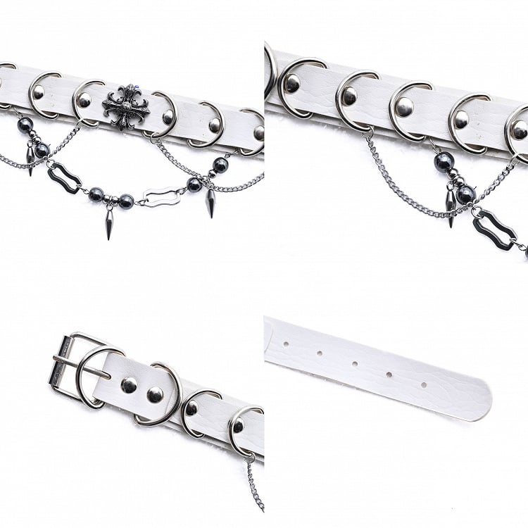 Rings Chain Punk Metal Choker White