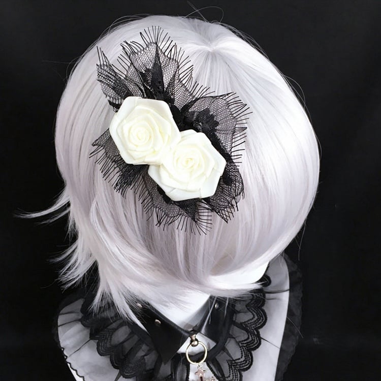 Design Hairclip Rosette Lace Colors 7 Gothic