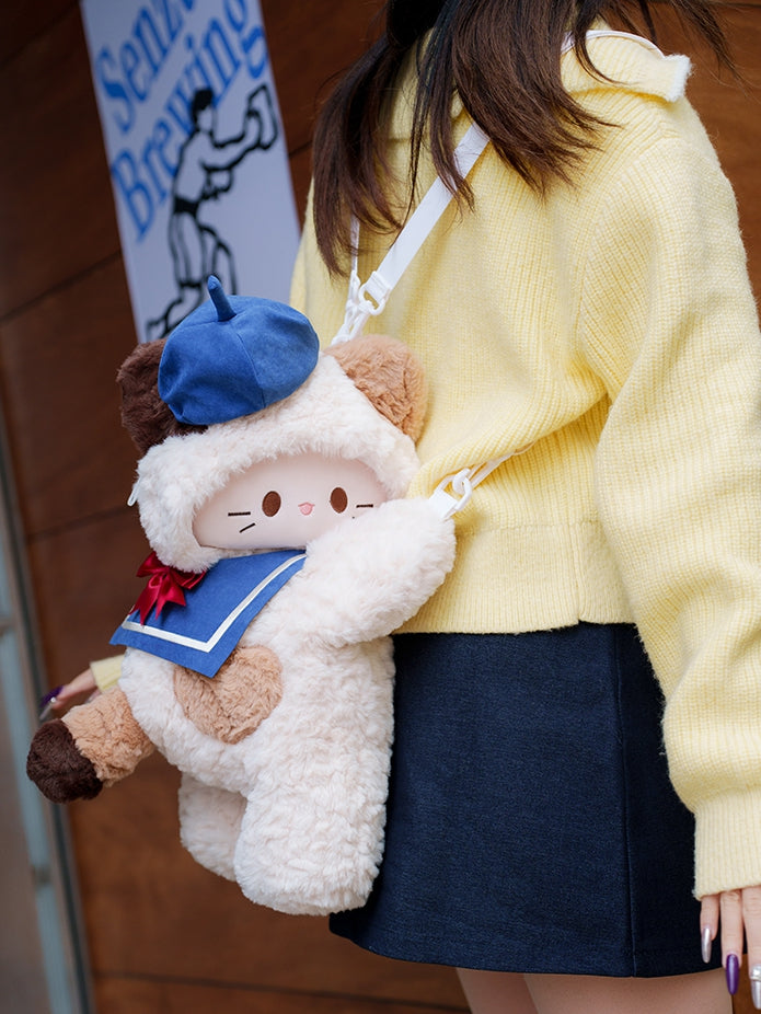 Decorated Middle/Large Sailor Blue Size Bowknot + Collar Hat