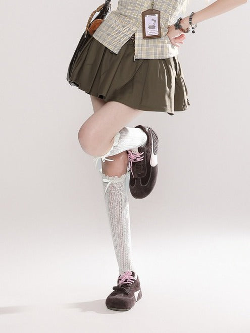Vintage Coffee Minimalist Pleated Skirt - Rayohopp
