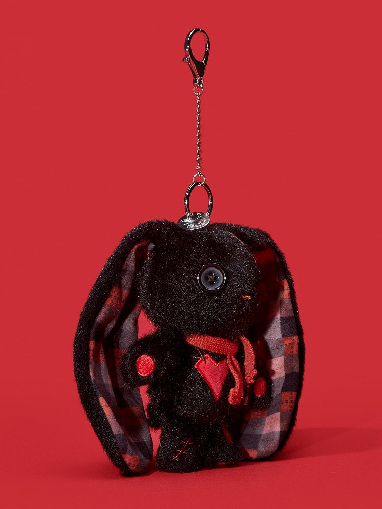 Guro Bunny Heart Embroidered Keychain Black - Kawaii