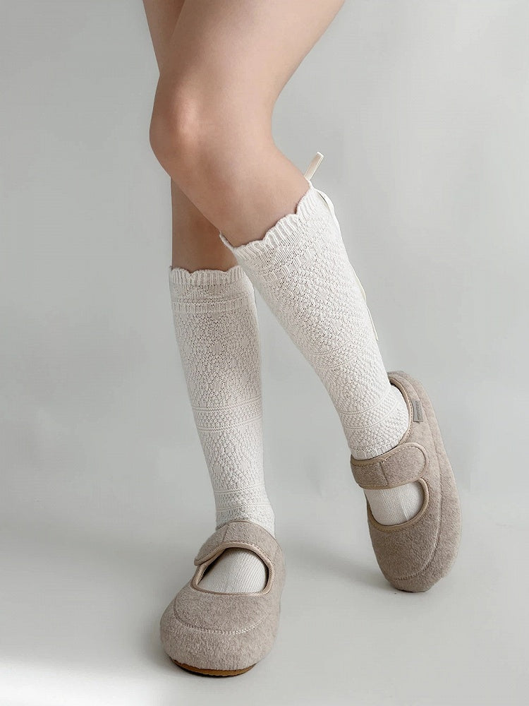 Calf Tie-Up Textured Colors) (4 Knit Socks