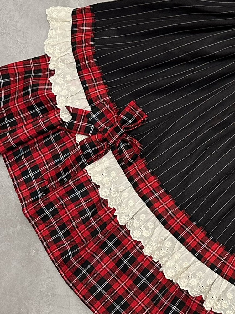 Rot/Blau Plaid Muster Bowknot Brosche