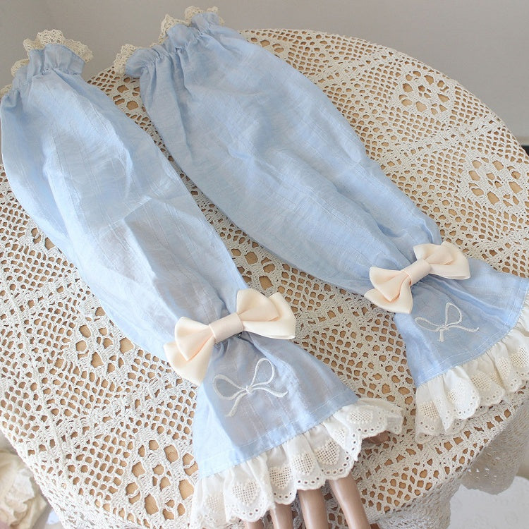 Detachable Bowknot Color Pattern Heart Details 4 Options Sleeves