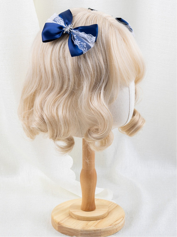 Blue Hairclip Set Decor Navy Starburst Lace