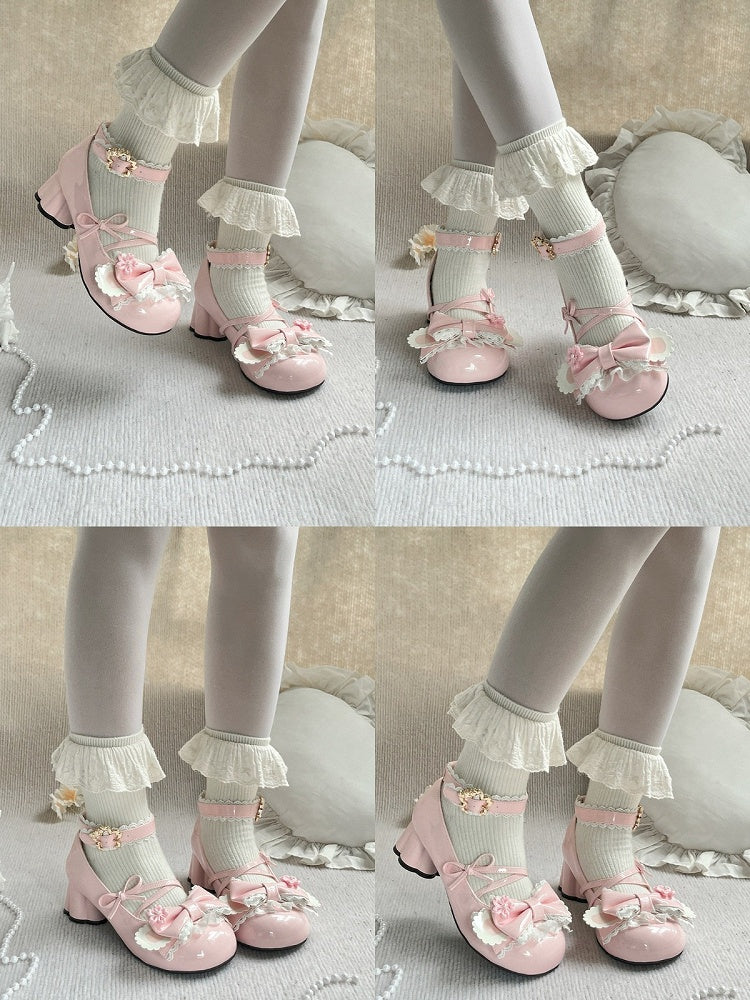Pink Cherry Blossom Bunny Lolita Shoes with Unique Heel - Cherry Bunny