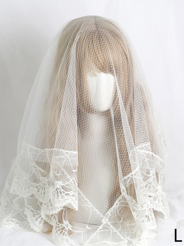 White Elegant Lace Head Veil