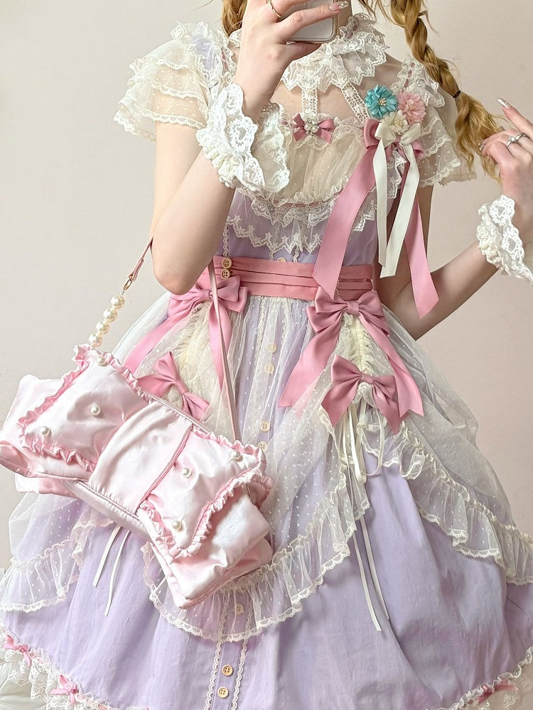 with Purple Dress Classic and Elegant Lolita Short Version Details Lace Bow