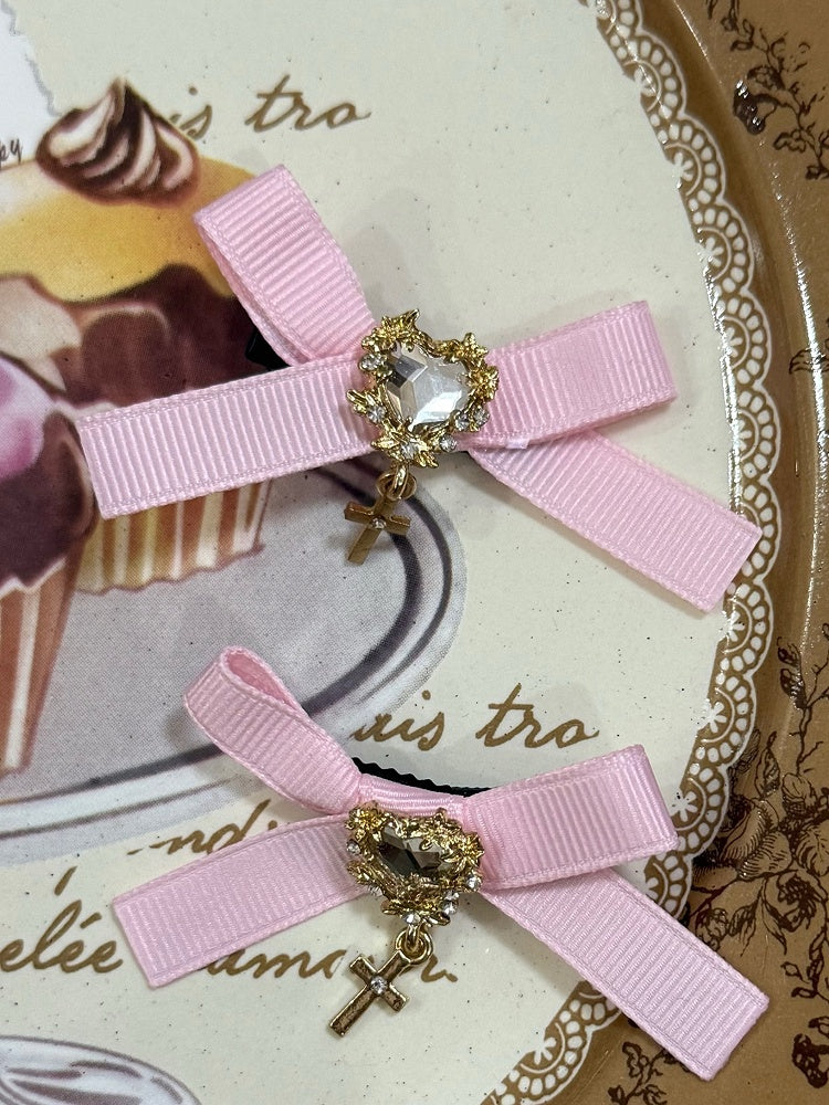 Strass-Design Herz Haarspangen Rosa Kreuz Perlen Blumen Bowknot Charm + dekoriert Haarspange