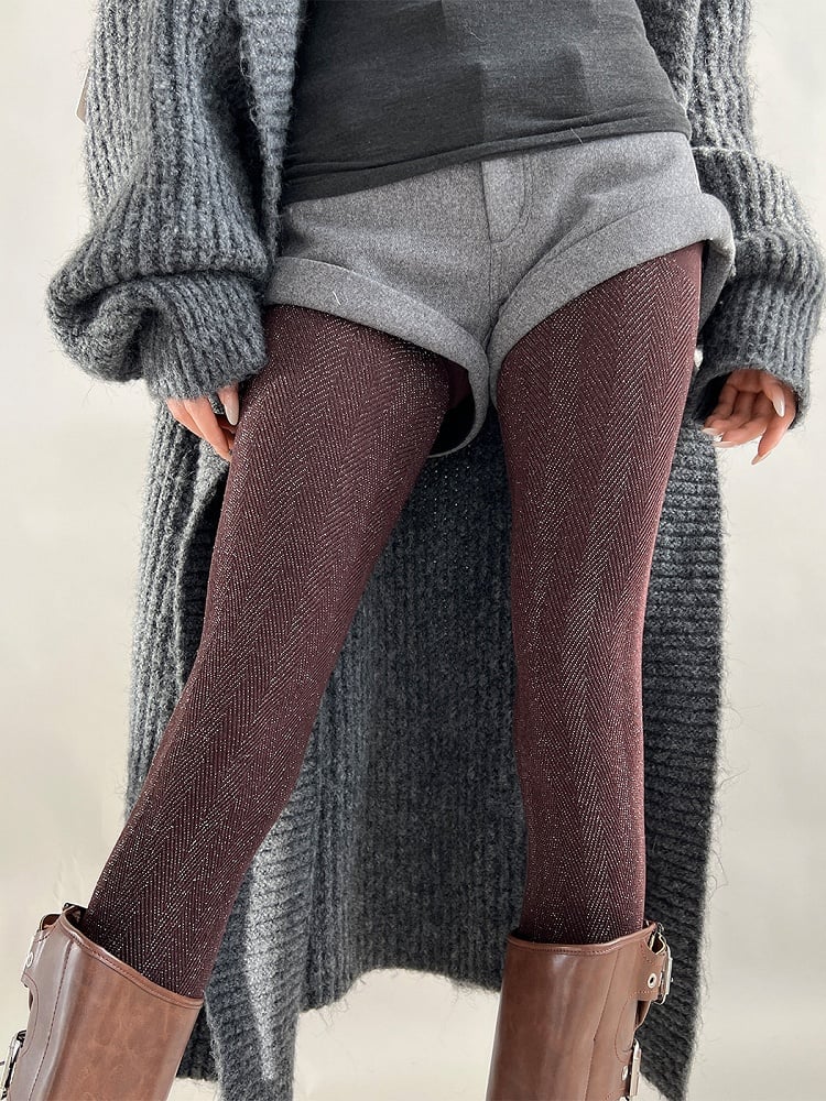 (4 Glitter Colors) Herringbone Tights Stirrup