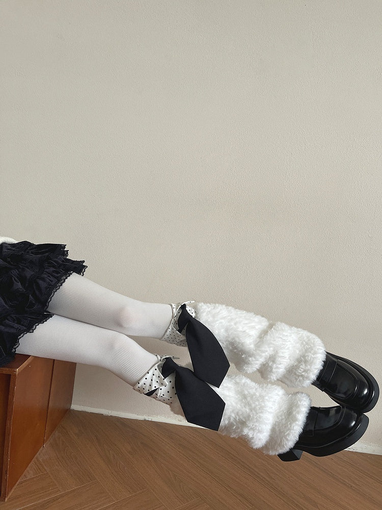 Fur Leg White Faux Plush Warmers