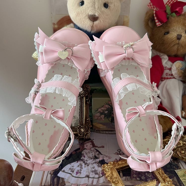 Pink - Sole Bow Embellishments with Sweet Platform Mary Janes