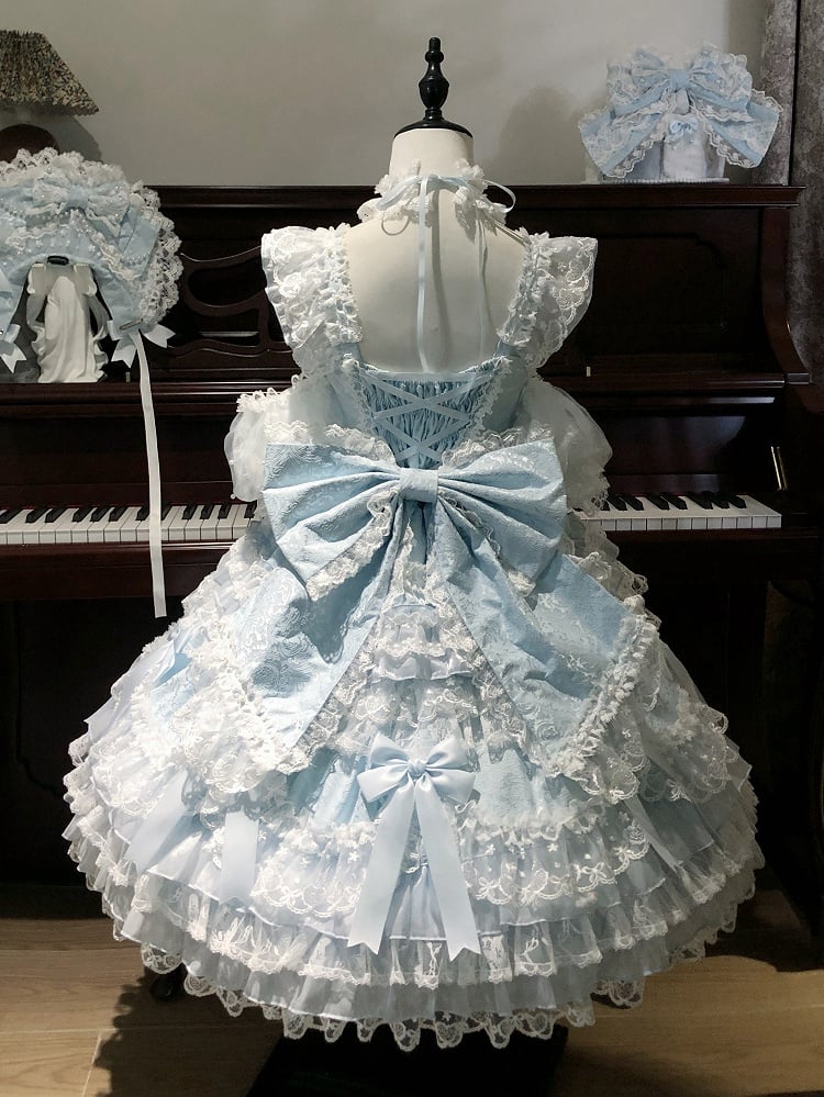 Blue Train Lolita Big / Bow Pink White