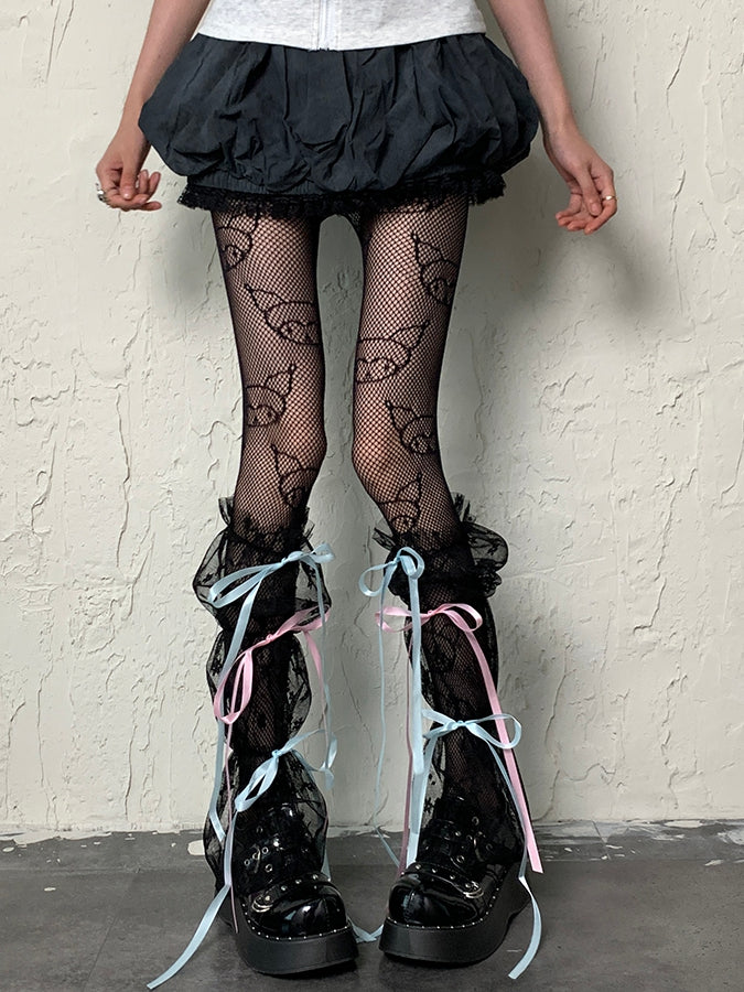 袖 ブラック セルフタイ Y2K レース レッグストラップ