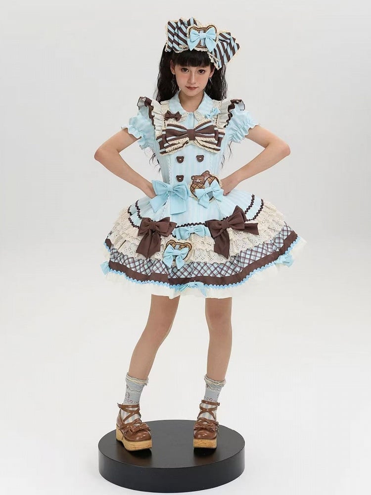 Details Kawaii Puff Theme JSK Dress Sleeves at with Chocolate Bowknot Back Lolita -