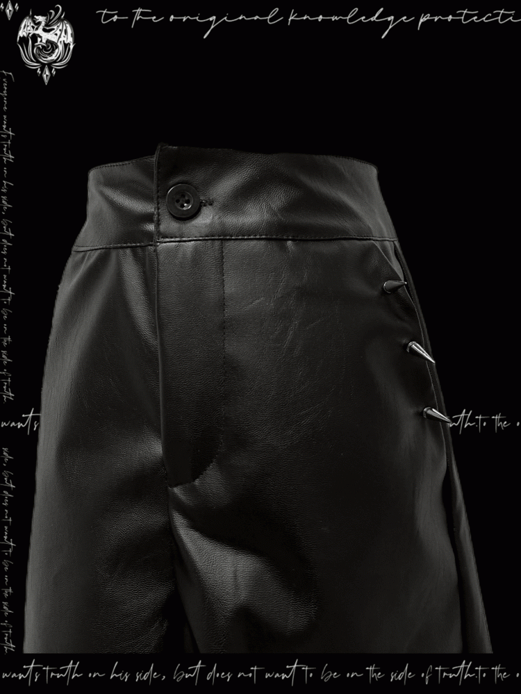 Y2K White Wide-Leg Pants Cross Pattern Black PU Studded Glamorous