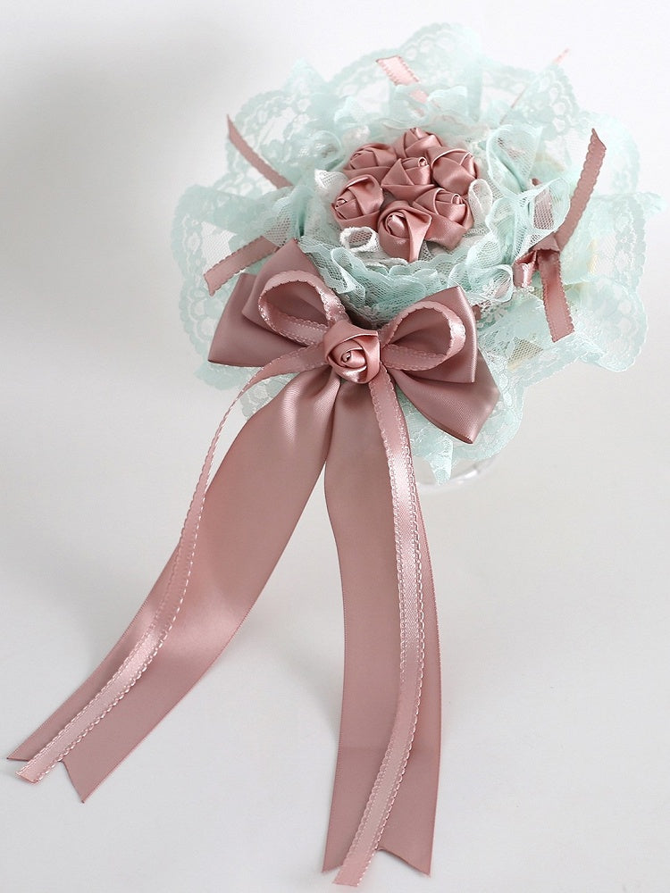 Hat Mini with Green Floral Design Pink