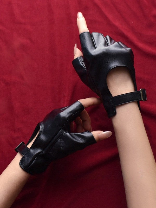 Cyberpunk Buckle Schwarz/Weiß/SchwarzWeiß Fingerhandschuhe