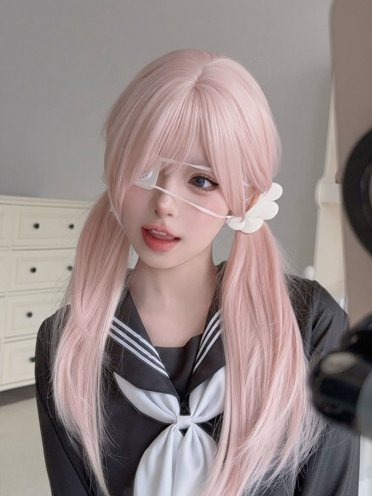 Pink 65cm Straight Wig with Full Bangs - Alice Garden