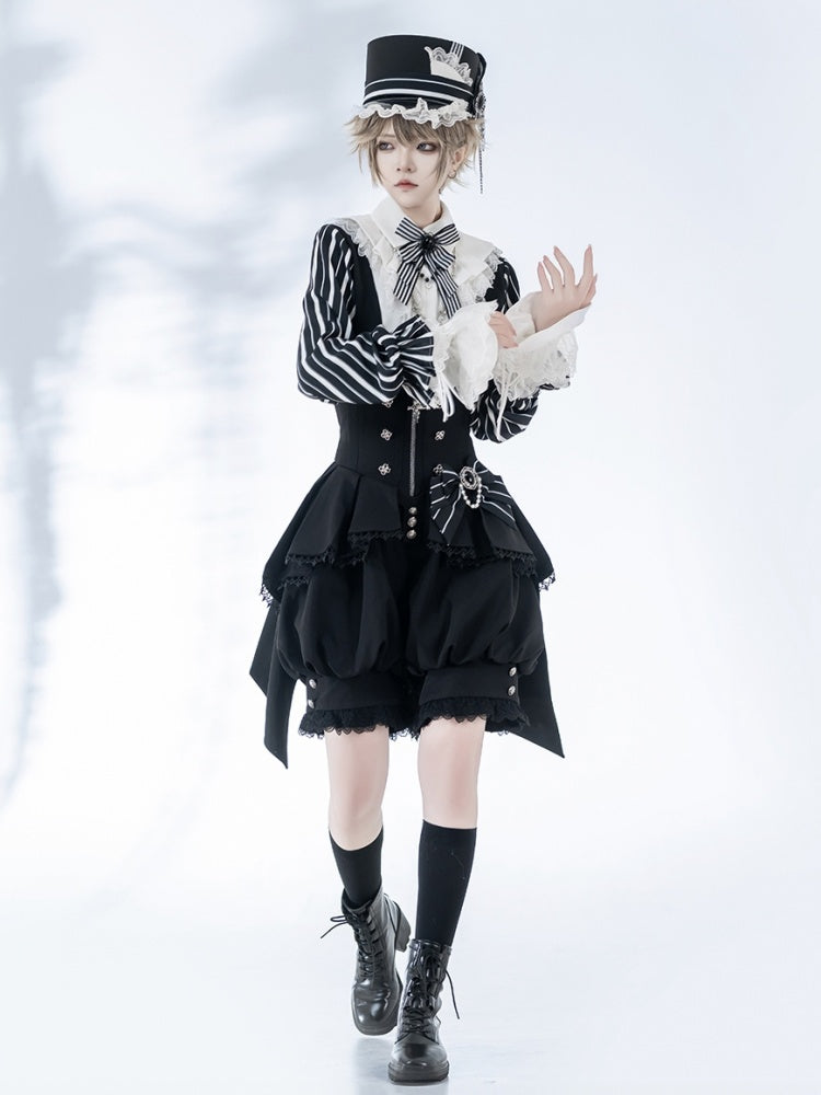 Schwarzer Korsettgürtel mit hoher Taille und Ouji-Lolita-Shorts „Circus Vibes“