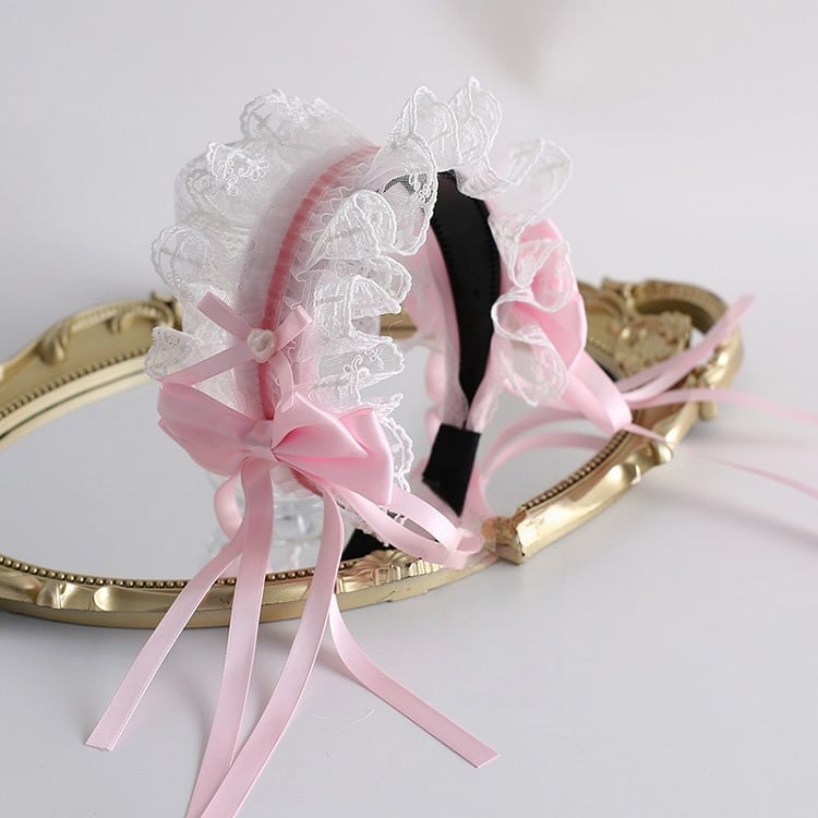 Lolita White Lace KC Sweet Bowknots With Pink