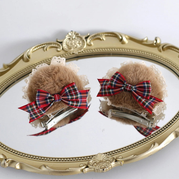 of Ear Christmas Bear Clips Hair 2) (Set Plush